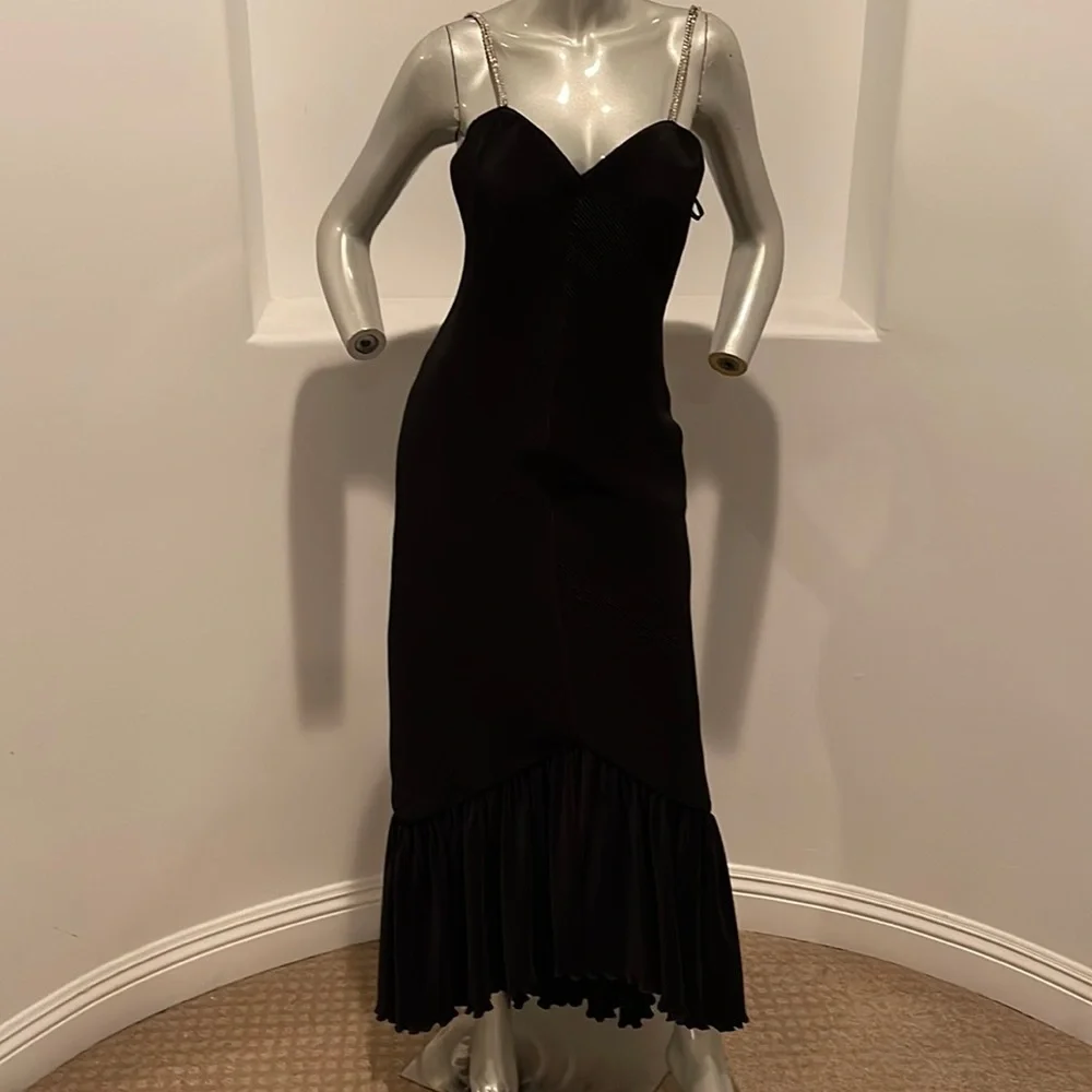 Vintage 1980's Rose Taft For COUTURE FASHIONS MAXI DRESS BLACK